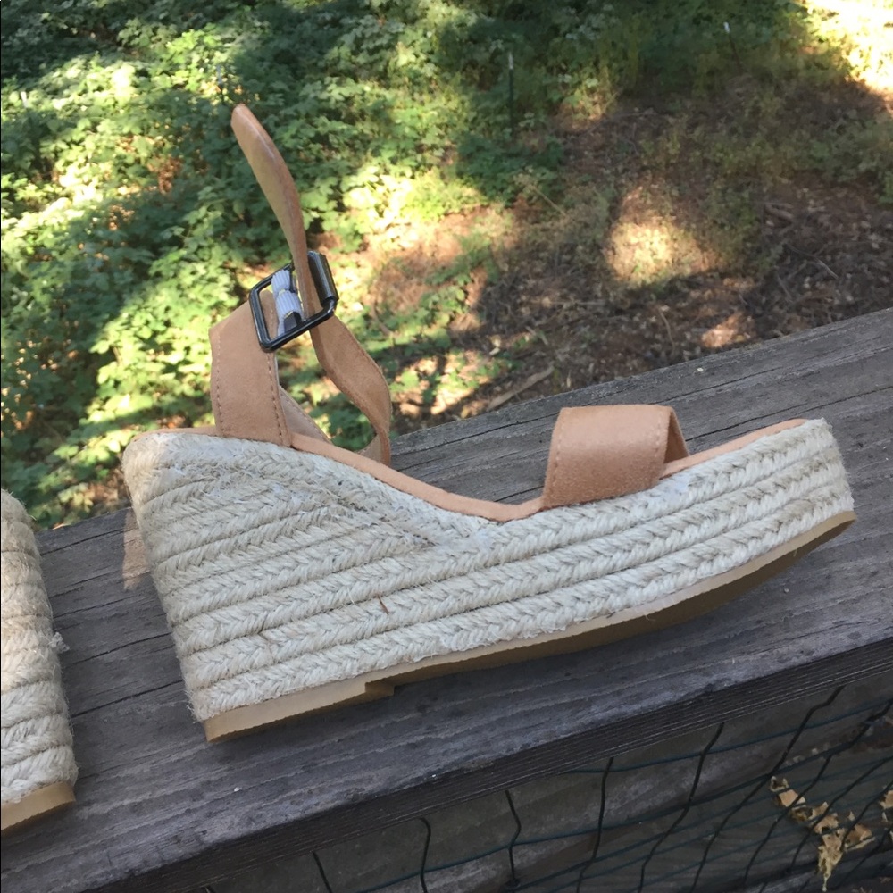 Wedge  creamy wicker, camel Swede cloth wedge sandal,HPx4 espadrilles - Picture 4 of 5